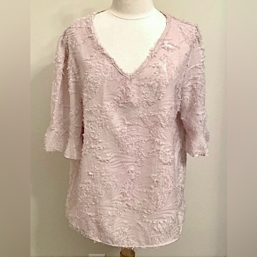 Ranlege Blush Pink Eyelash Design SZ 12 Boho Chic Cottagecore Romantic Top